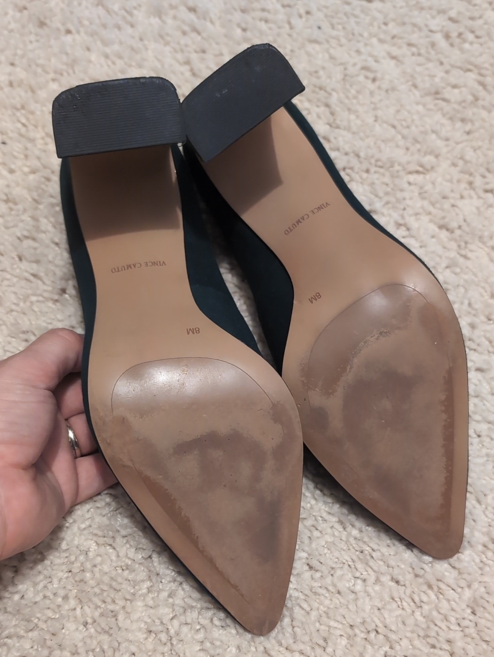 Vince Camuto Dark Teal Suede Pointed Toe 3in Heels - 8 - Picture 4 of 5